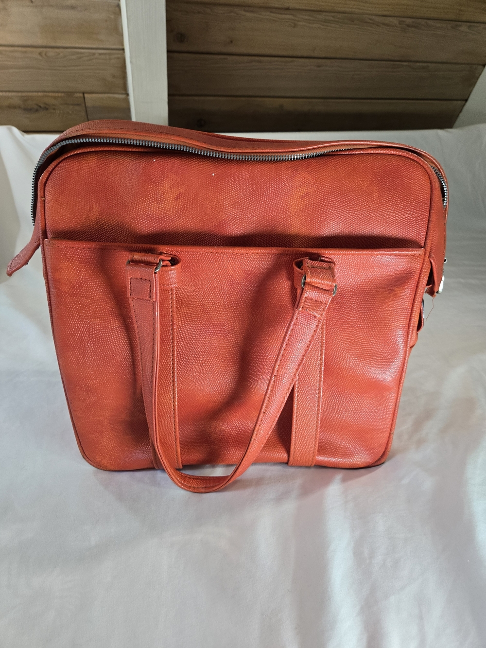 Amazing Vintage Samsonite Orange Leather Tote